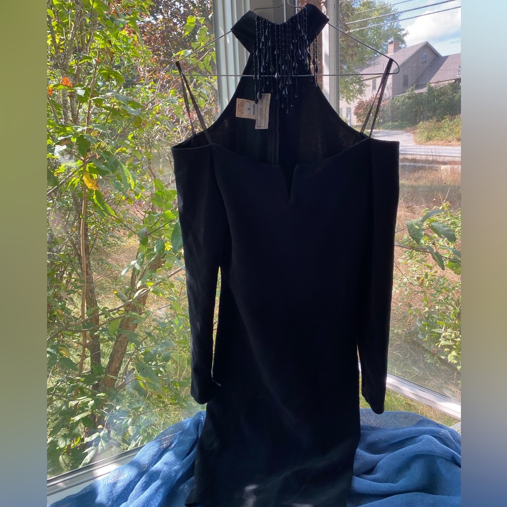 Scott McClintock mini black dress with beaded neck
